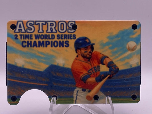 Astros Fan Metal Wallet | RFID Minimalist Card Holder | Houston Baseball Gift