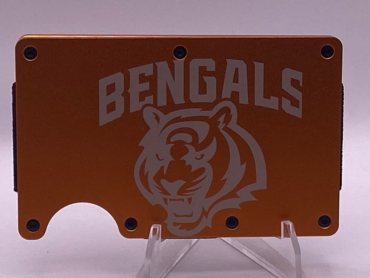 Cincinnati Bengals RFID Wallet – Orange Laser Engraved Aluminum Card Holder