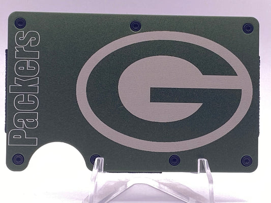 Green Bay Packers RFID Wallet – Laser Engraved Green Aluminum Card Holder