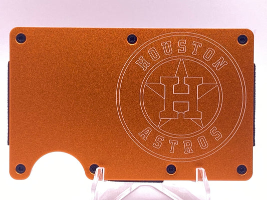 Houston Astros RFID Wallet | Orange Laser Engraved Aluminum Card Holder
