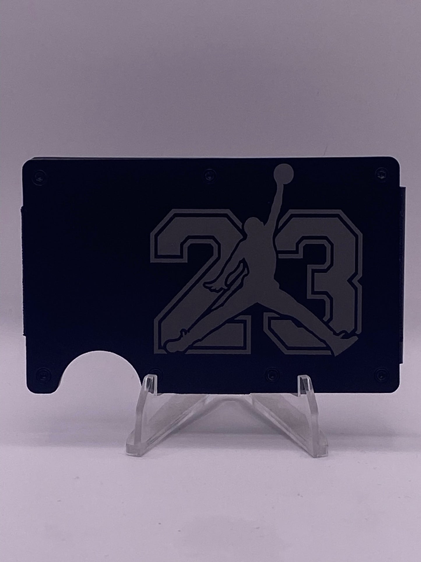 Jordan 23 Basketball Inspired RFID Wallet – Black Laser Engraved Aluminum Card Holder
