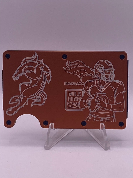 1/1 Bo Nix Denver Broncos Inspired RFID Blocking Metal Wallet – Money Clip | Laser Engraved