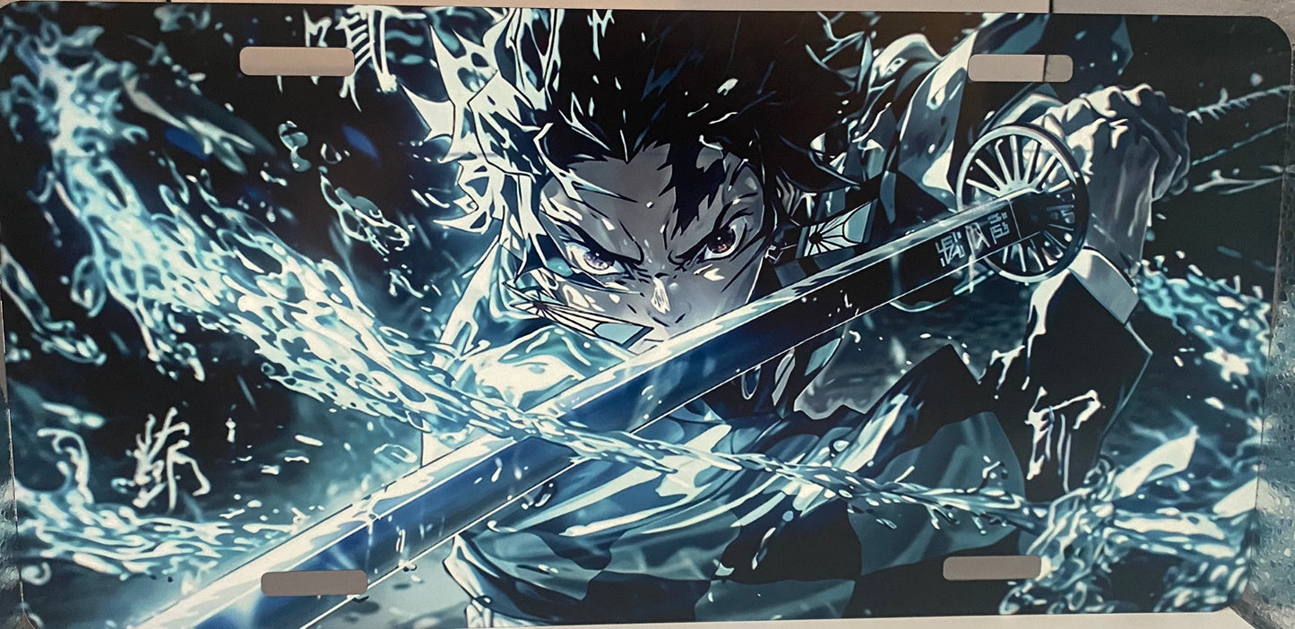 Anime Demon Slayer Inspired License Plate – Water Breathing Swordsman – Gamer Room Wall Decor