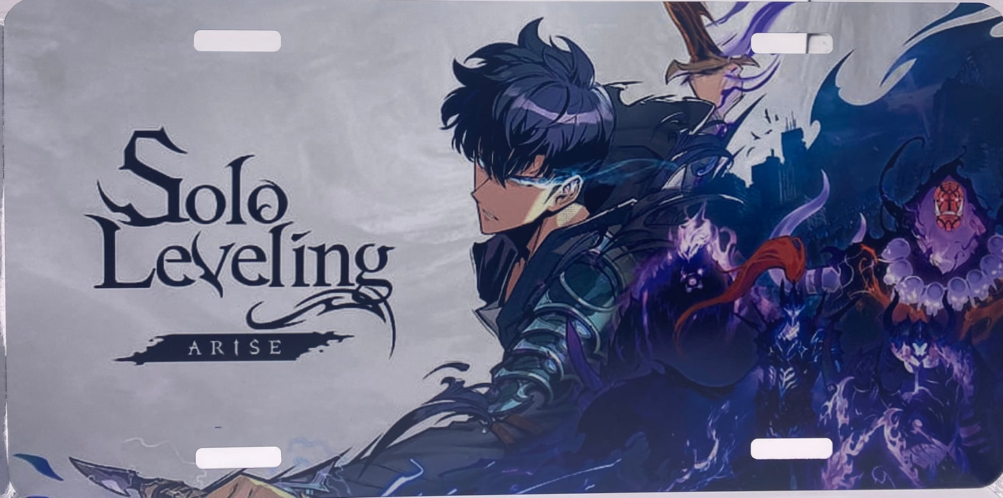 Solo Leveling Inspired Metal License Plate Sign – Anime Wall Decor – Game Room / Man Cave / Collector Display