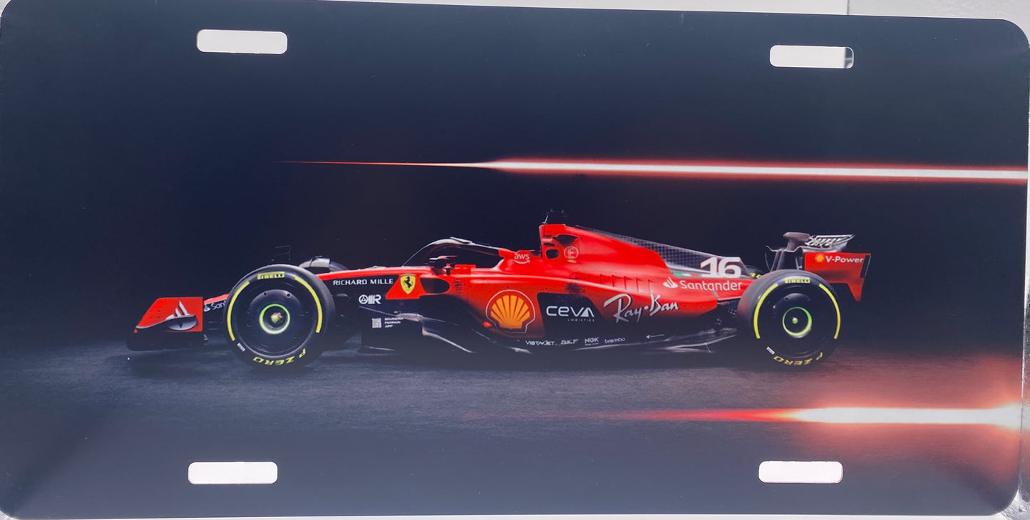 Ferrari F1 Metal License Plate Sign – Red Formula 1 Car Wall Decor – Garage / Man Cave / Game Room