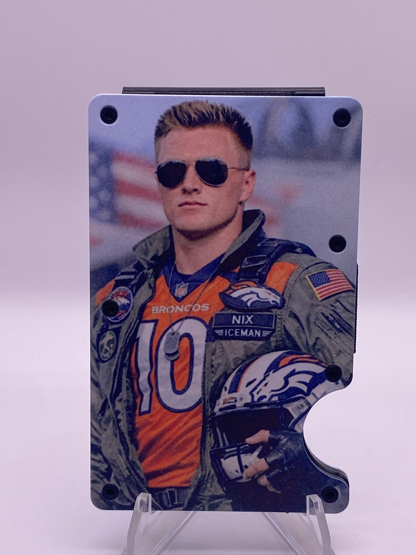 1/1 Denver Broncos RFID-Blocking Wallet – Bo Nix #10 “Iceman” Custom Design