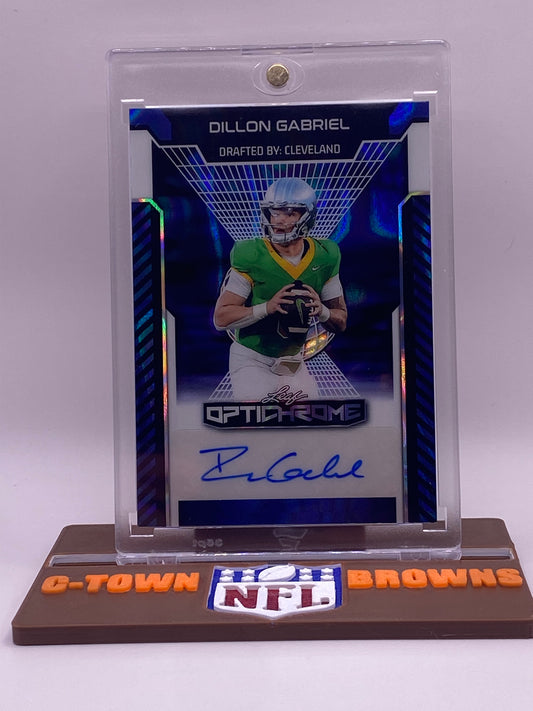 2025 Leaf OptiChrome Dillon Gabriel Auto #BA-DG1 – Blue Shimmer /3 (2/3) “Drafted by Cleveland”