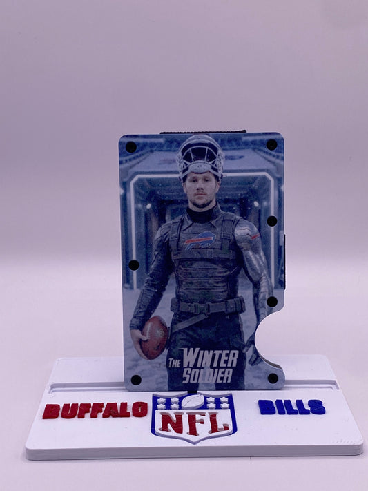 1/1 Josh Allen “Winter Soldier” Buffalo Bills RFID Wallet + Display Stand