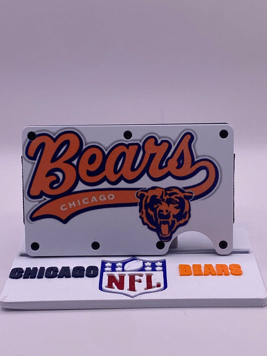 1/1 Caleb Williams Chicago Bears RFID Wallet + Display Stand — Walter Payton Watching With Approval