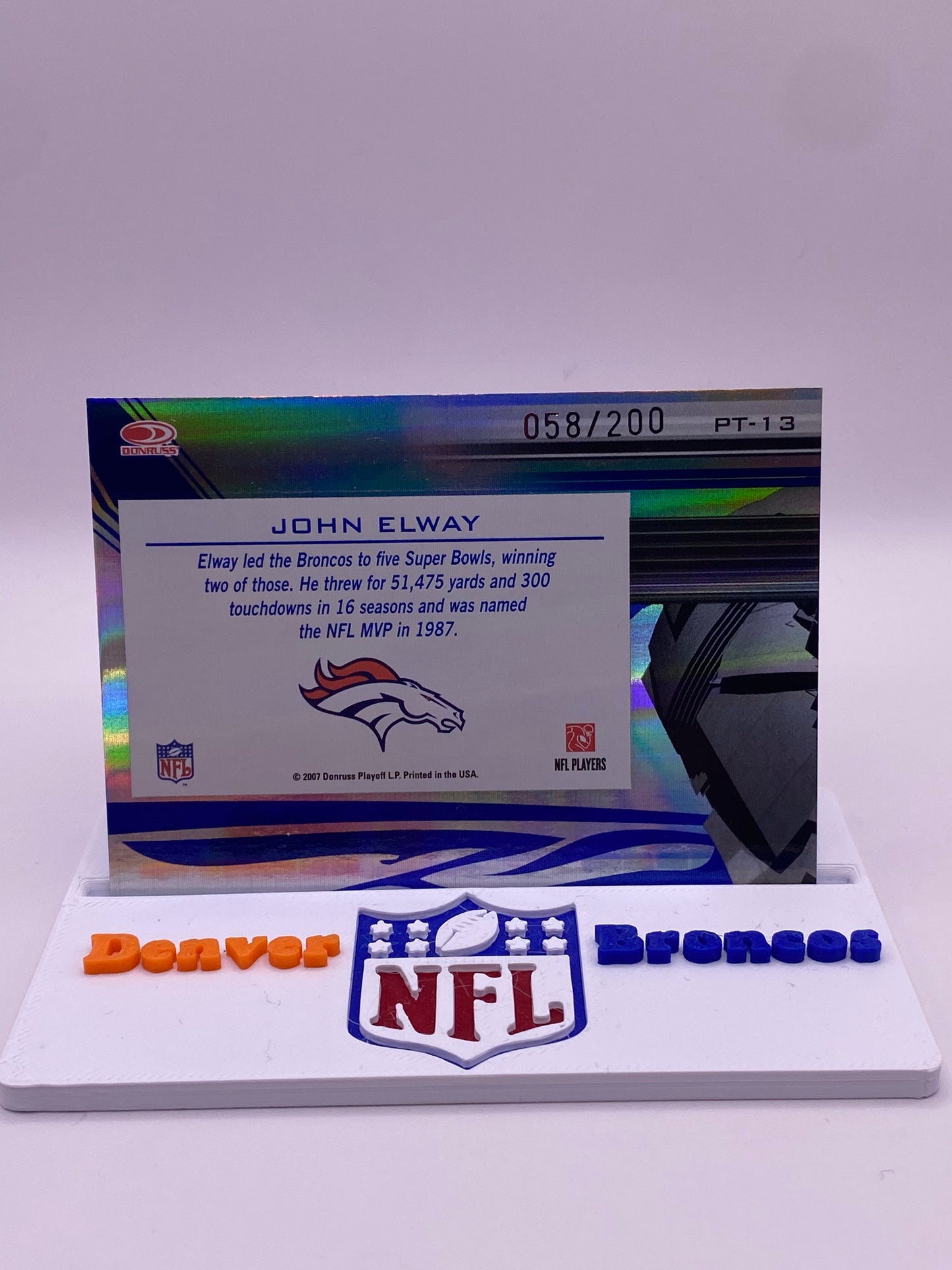 2007 Donruss Elite John Elway Passing the Torch PT-13 Broncos 058/200 Serial #/200