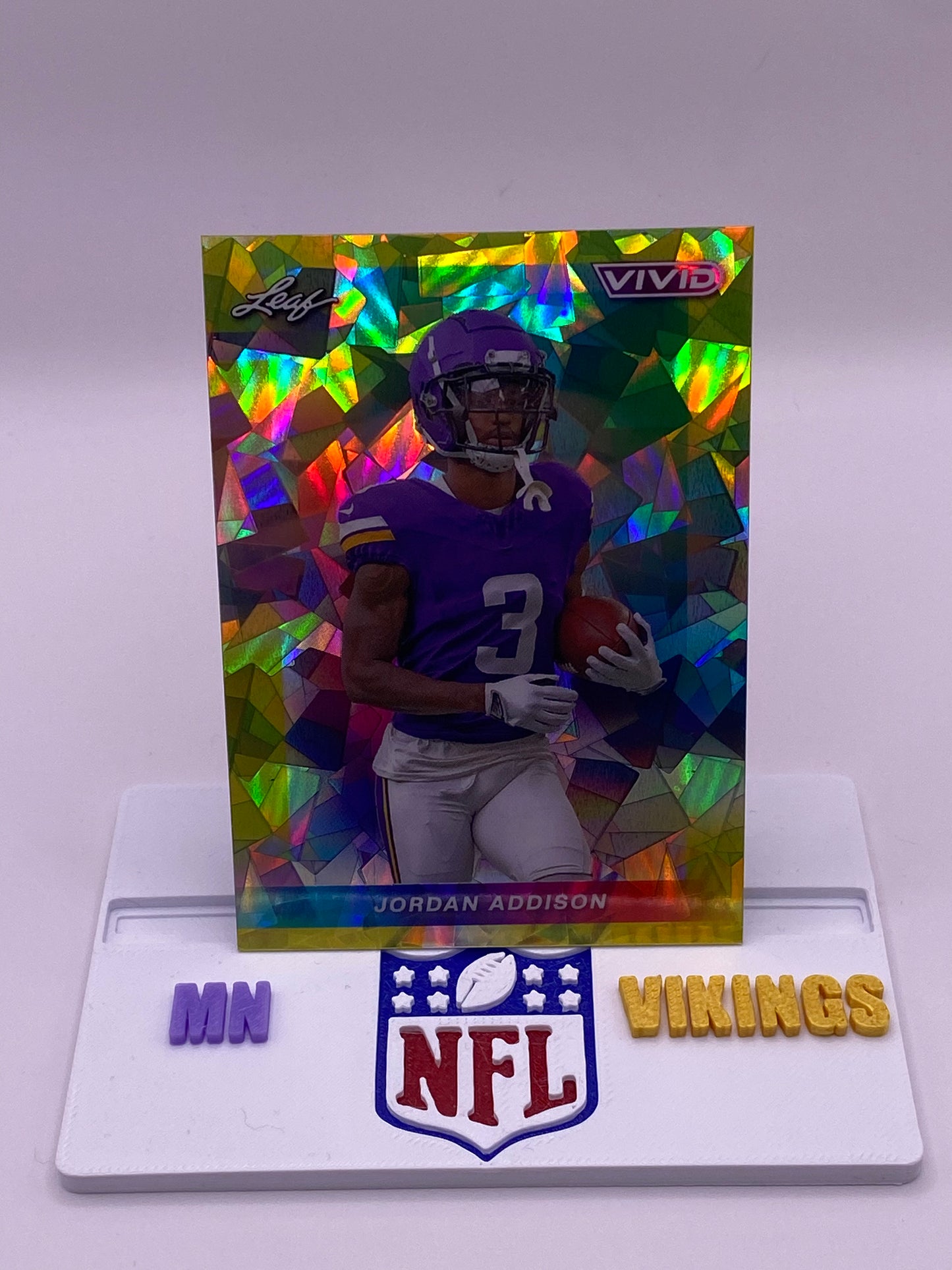 2024 Leaf Vivid Jordan Addison VIVID Cracked Ice 7/10 Vikings #60 SSP /10
