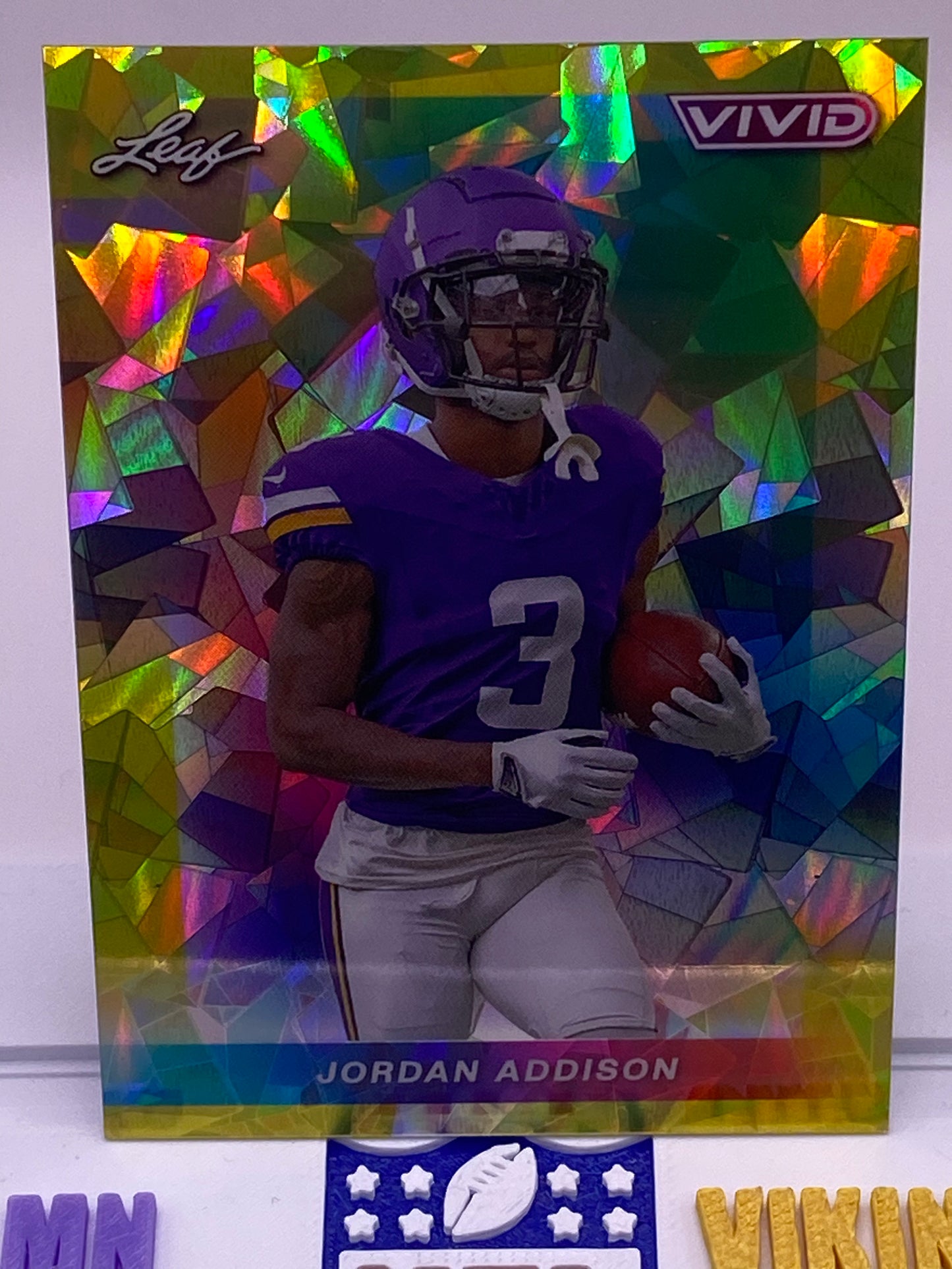 2024 Leaf Vivid Jordan Addison VIVID Cracked Ice 7/10 Vikings #60 SSP /10