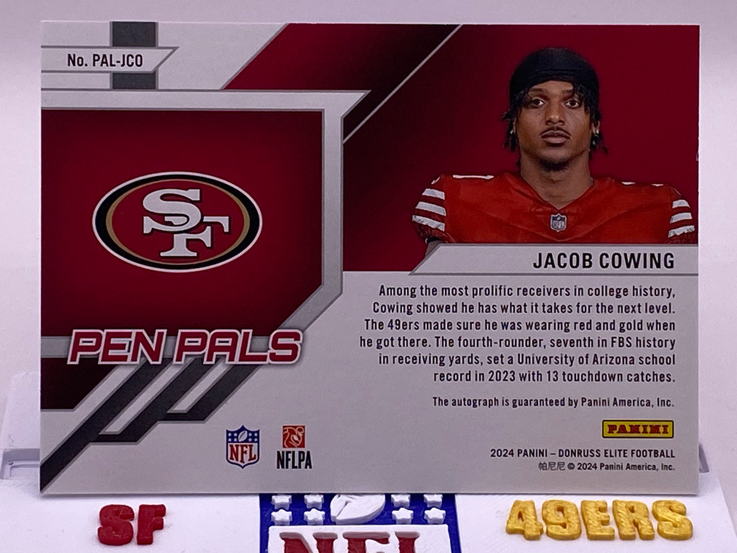 2024 Donruss Elite Jacob Cowing PEN PALS AUTO RC 49ers Rookie Autograph PAL-JCO