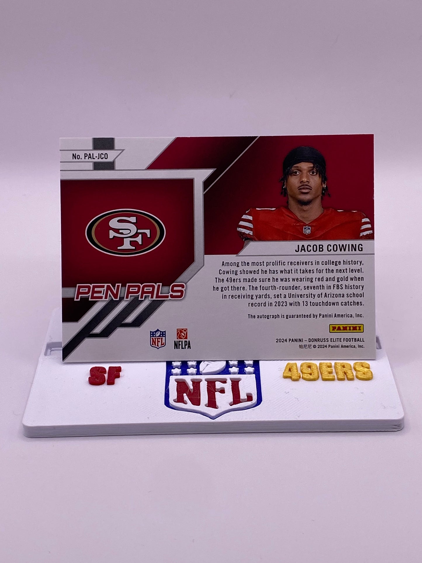 2024 Donruss Elite Jacob Cowing PEN PALS AUTO RC 49ers Rookie Autograph PAL-JCO