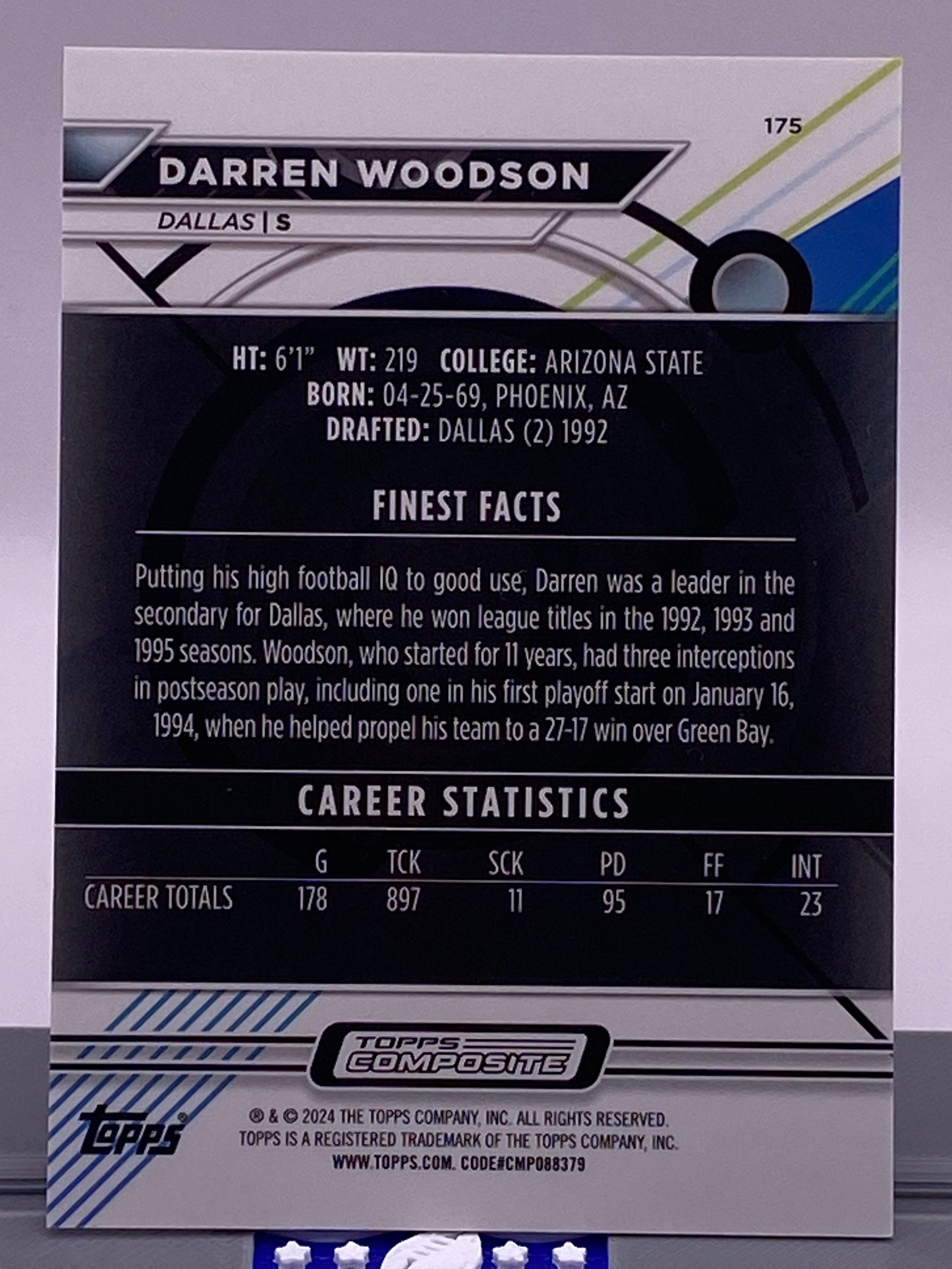 2024 Topps Composite Darren Woodson Topps Finest Blue Parallel 061/199 #175 Dallas Cowboys