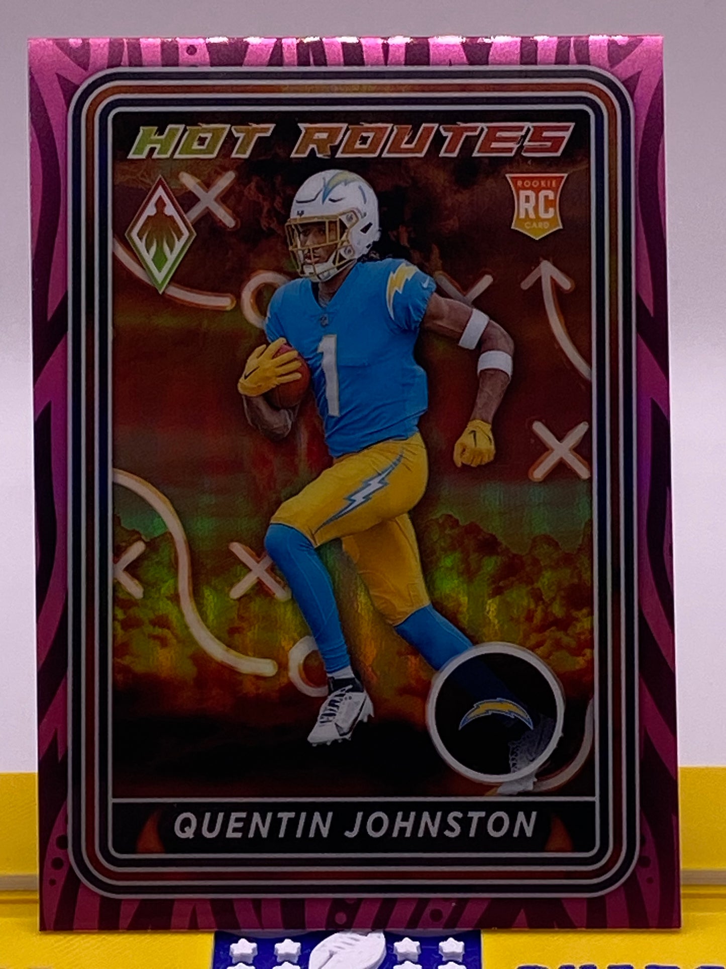 2023 Panini Phoenix Quentin Johnston Hot Routes Pink /175 RC (035/175) – LA Chargers HR-4