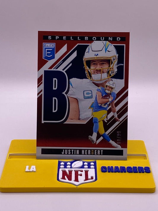 2025 Panini Donruss Elite Spellbound Justin Herbert “B” /99 (80/99) – LA Chargers #37