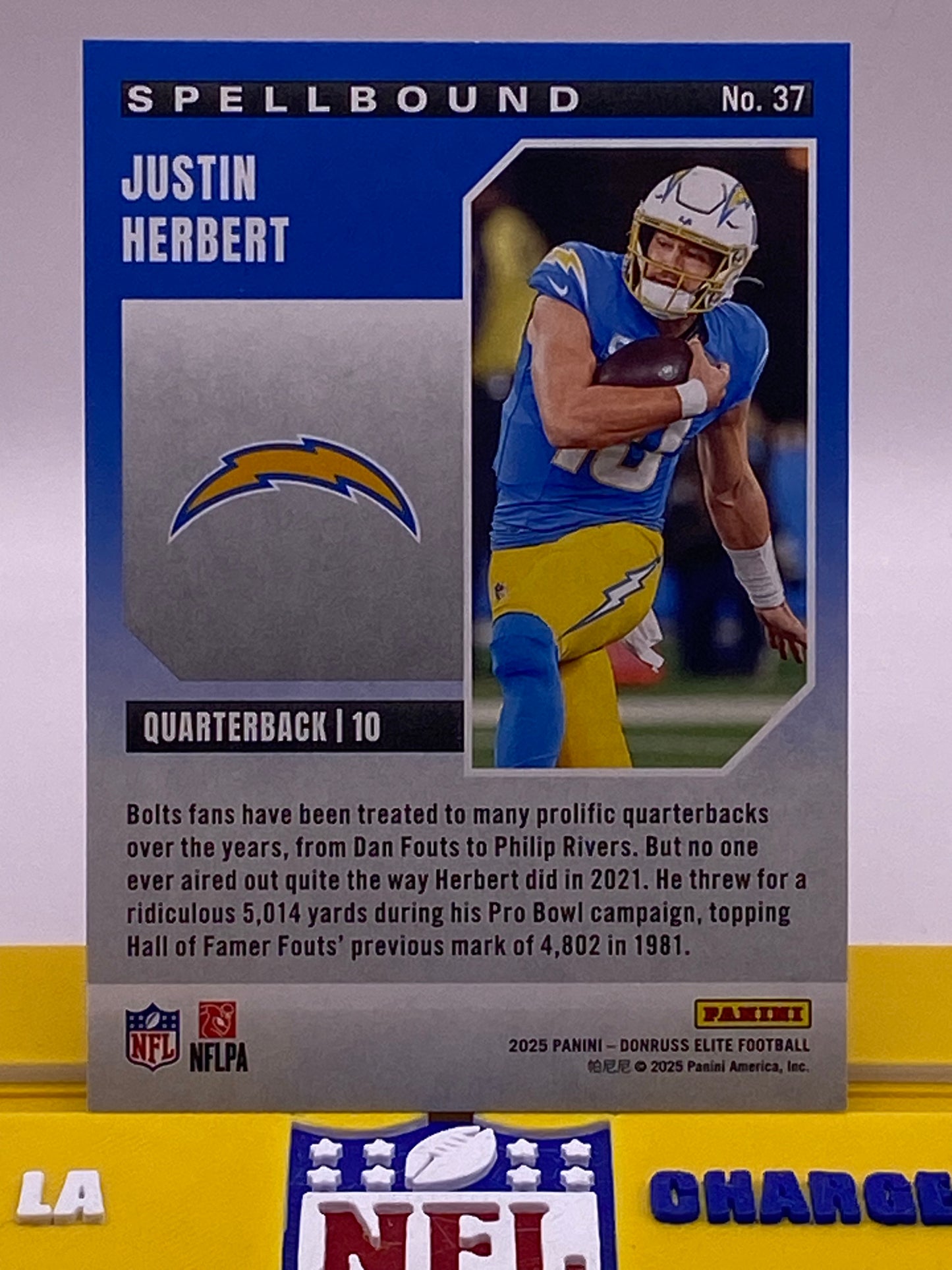2025 Panini Donruss Elite Spellbound Justin Herbert “B” /99 (80/99) – LA Chargers #37