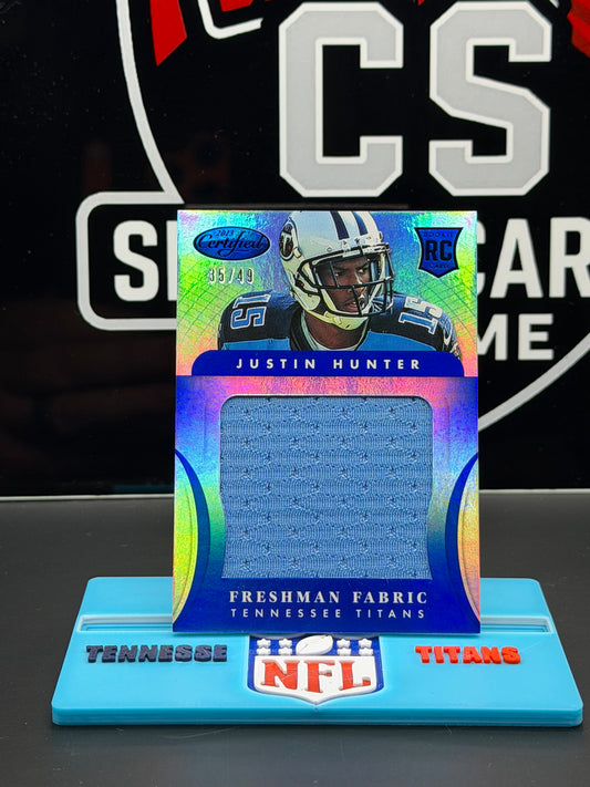 2013 Panini Certified Justin Hunter RC Freshman Fabric Blue 35/49 #316 Titans