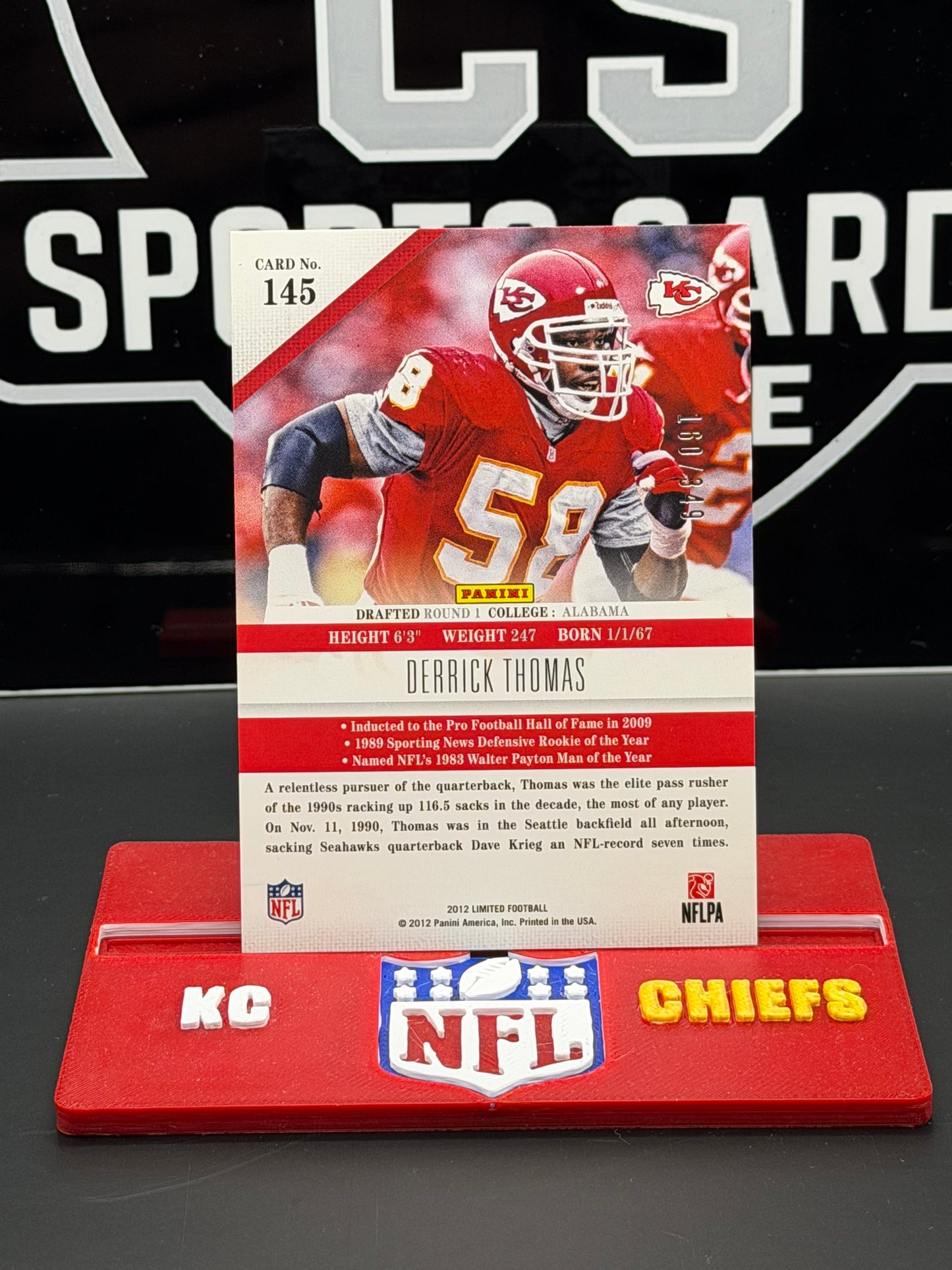 2012 Panini Limited Derrick Thomas #145 160/399 Kansas City Chiefs HOF LB