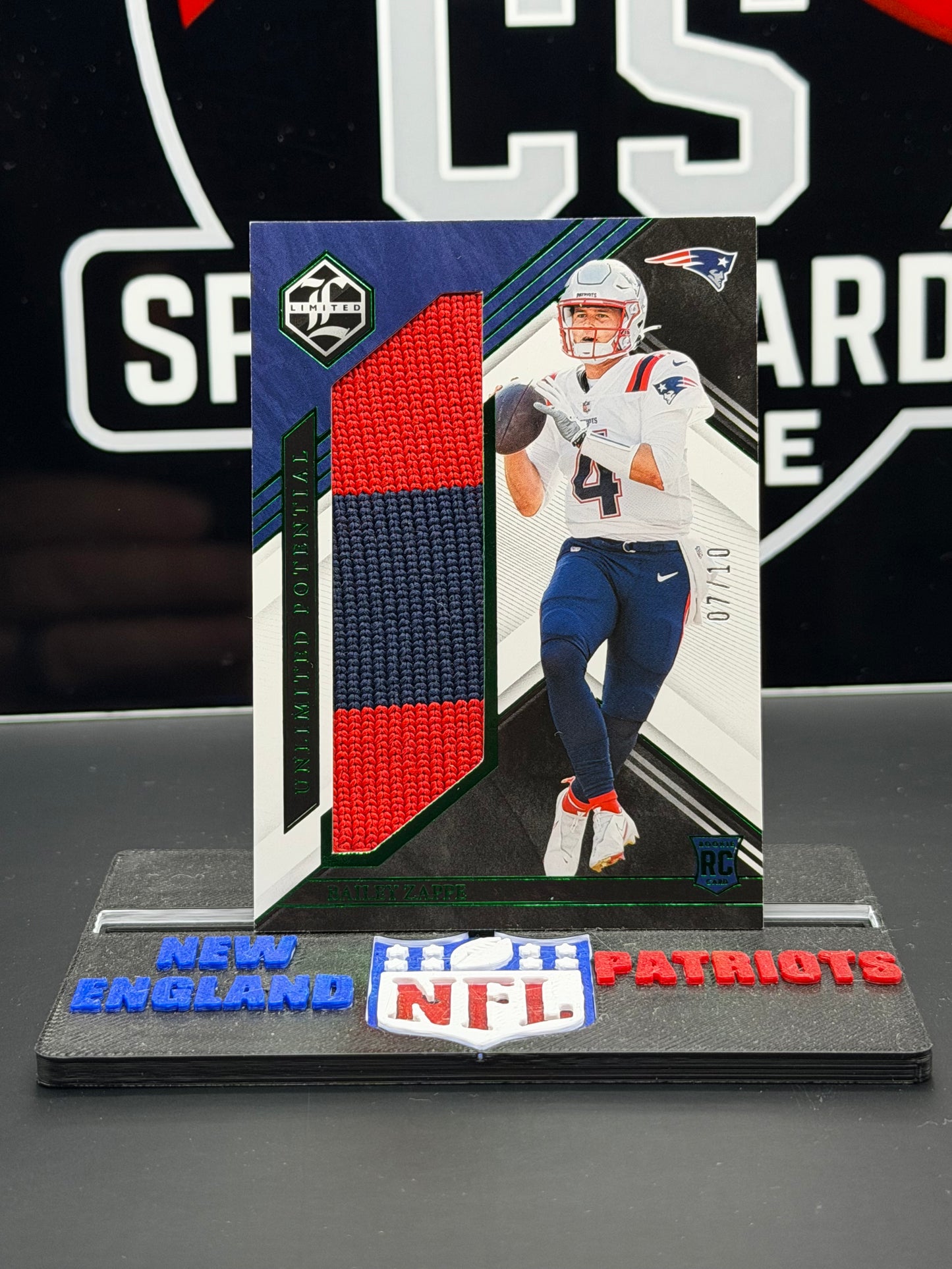 2022 Panini Limited Bailey Zappe RC Patch Unlimited Potential 07/10 #LP-BZA Pats