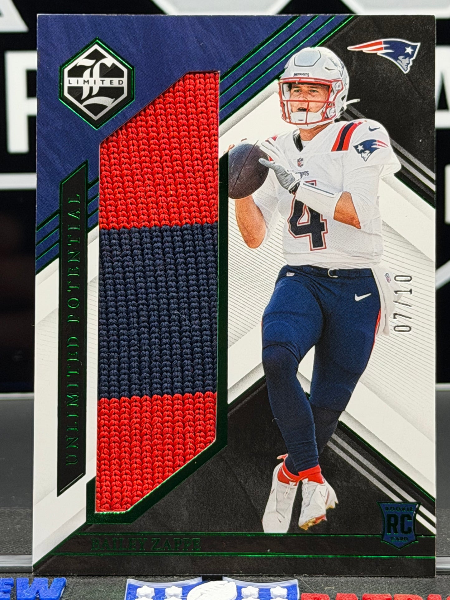 2022 Panini Limited Bailey Zappe RC Patch Unlimited Potential 07/10 #LP-BZA Pats