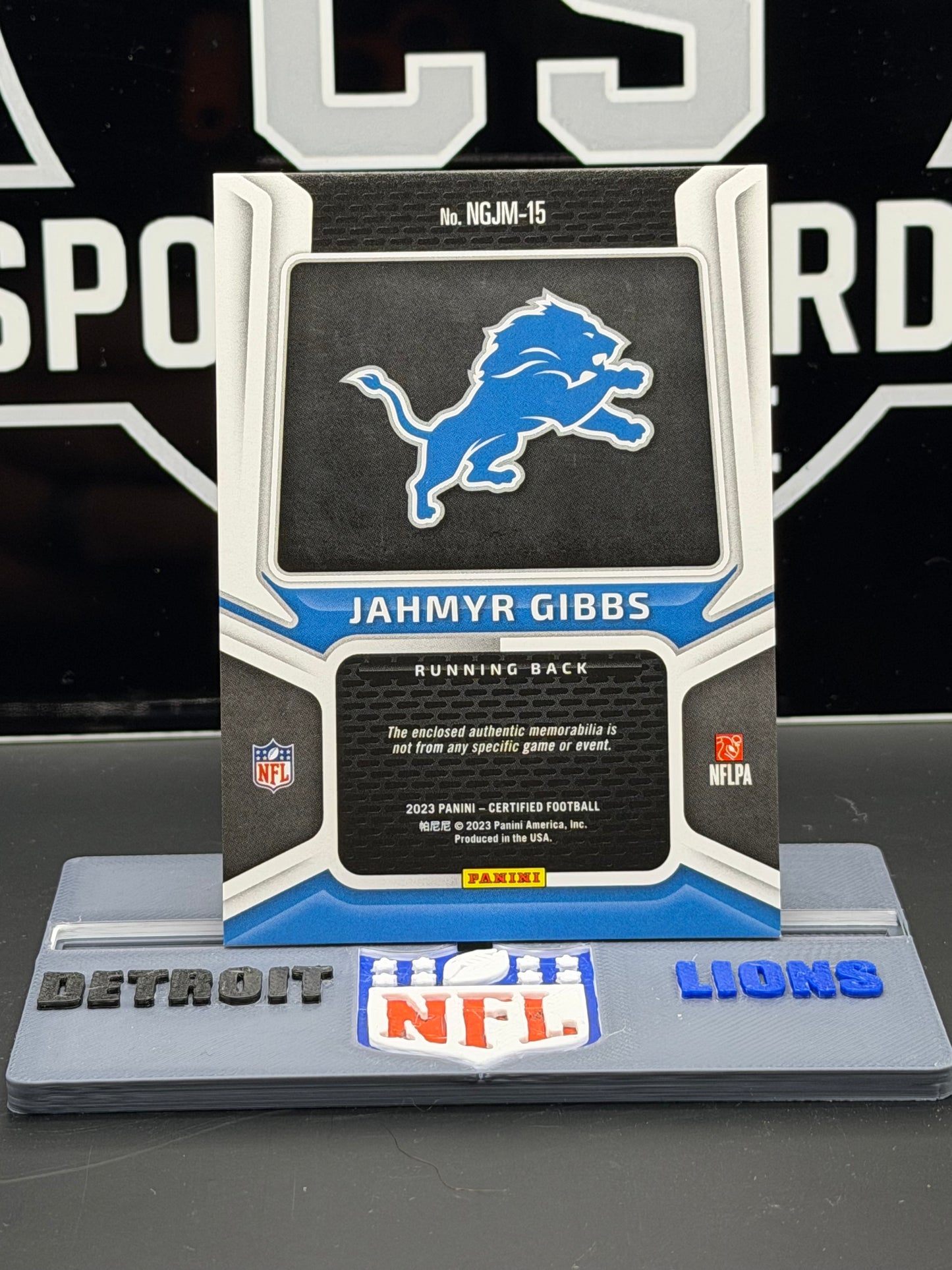 2023 Panini Certified Jahmyr Gibbs RC Jersey New Generation 064/299 Lions NGJM-15
