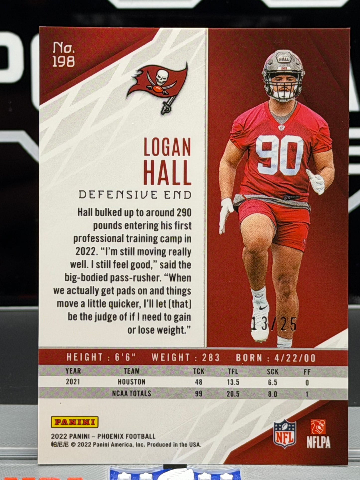 2022 Panini Phoenix Logan Hall RC Green /25 #198 Buccaneers Rookie 13/25