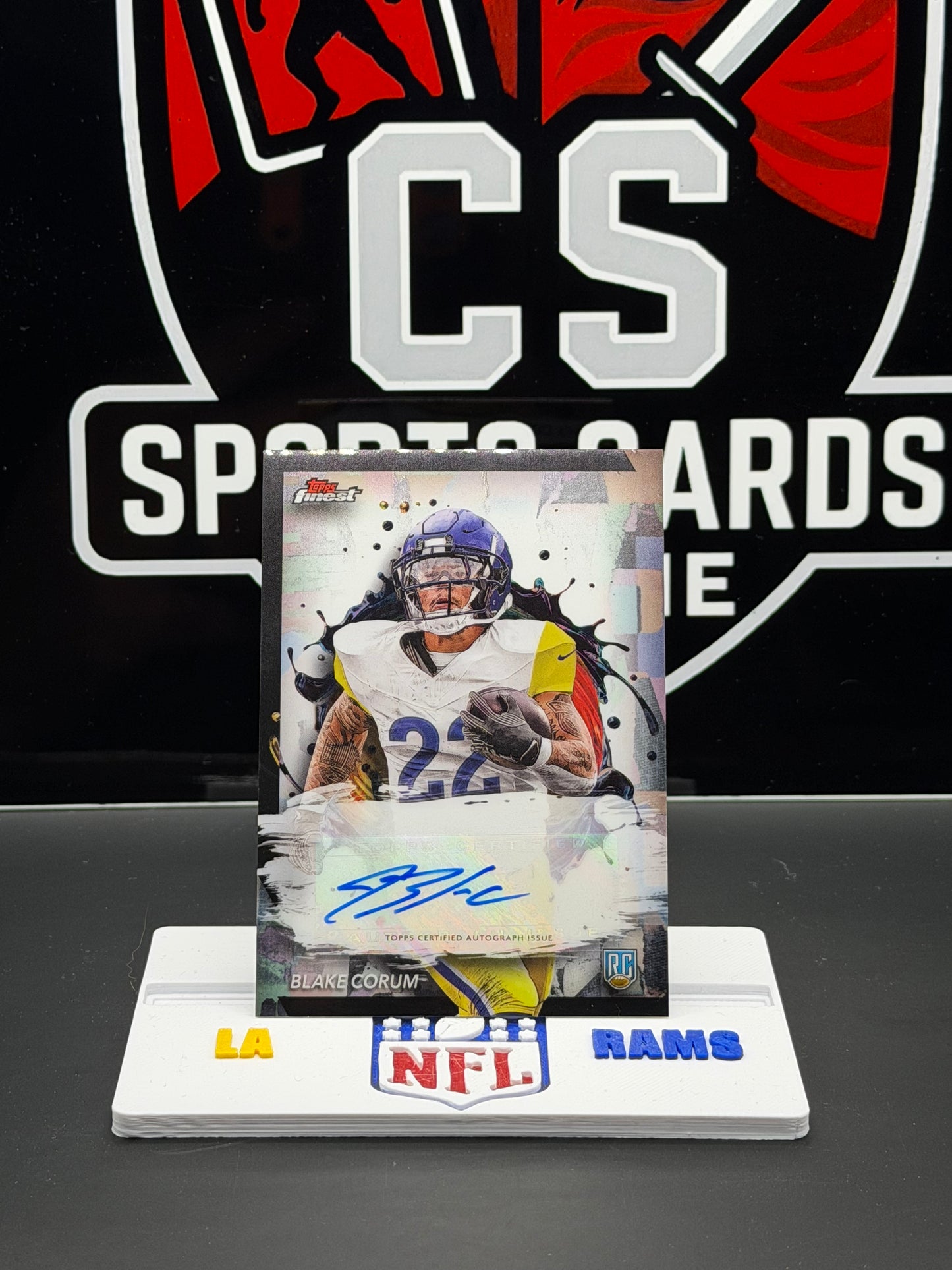 2024 Topps Finest Blake Corum RC Auto RFA-BC Rams Rookie Finest Autographs
