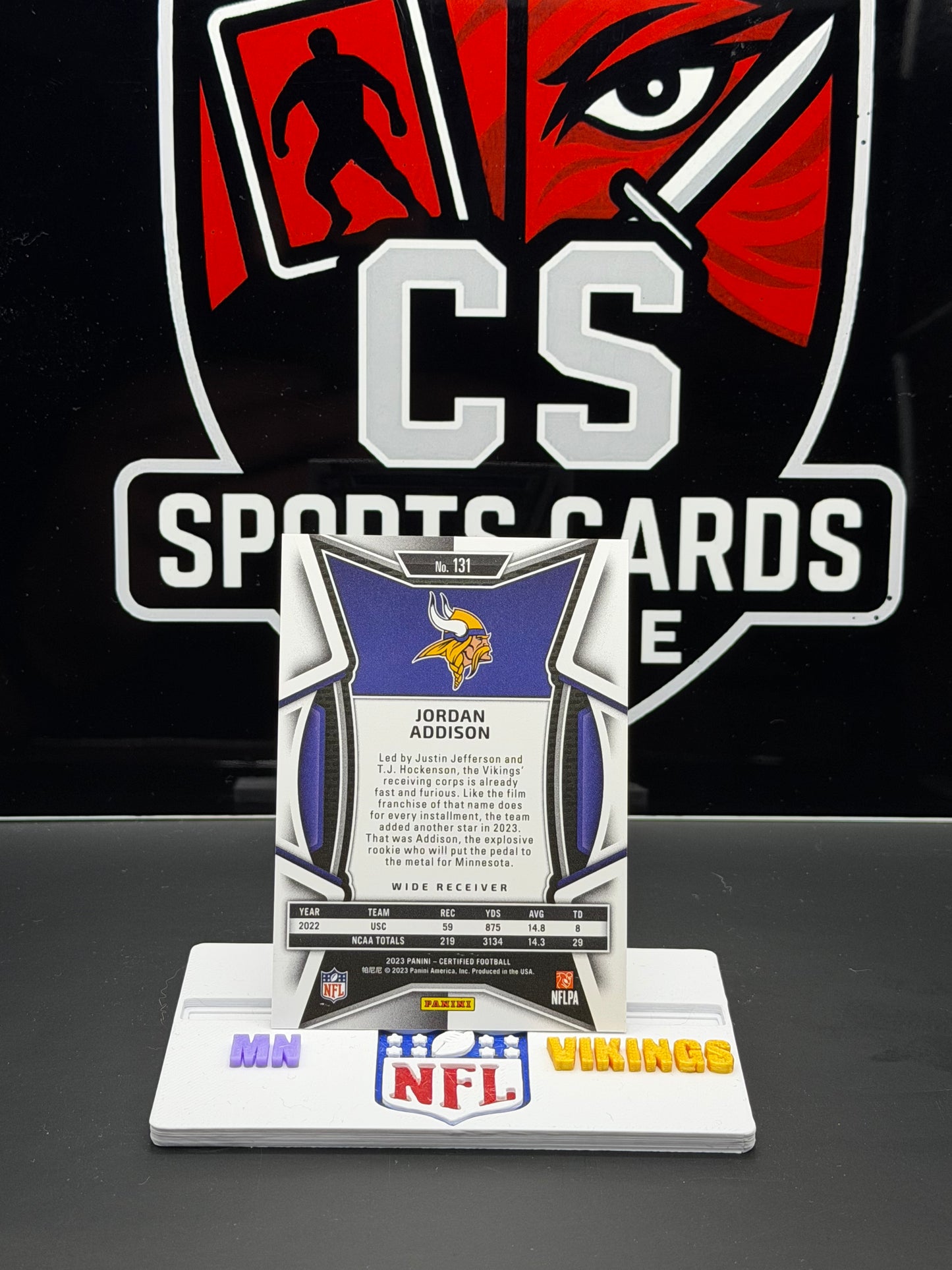 2023 Panini Certified Jordan Addison RC #131 Vikings Serial #167/325 Rookie