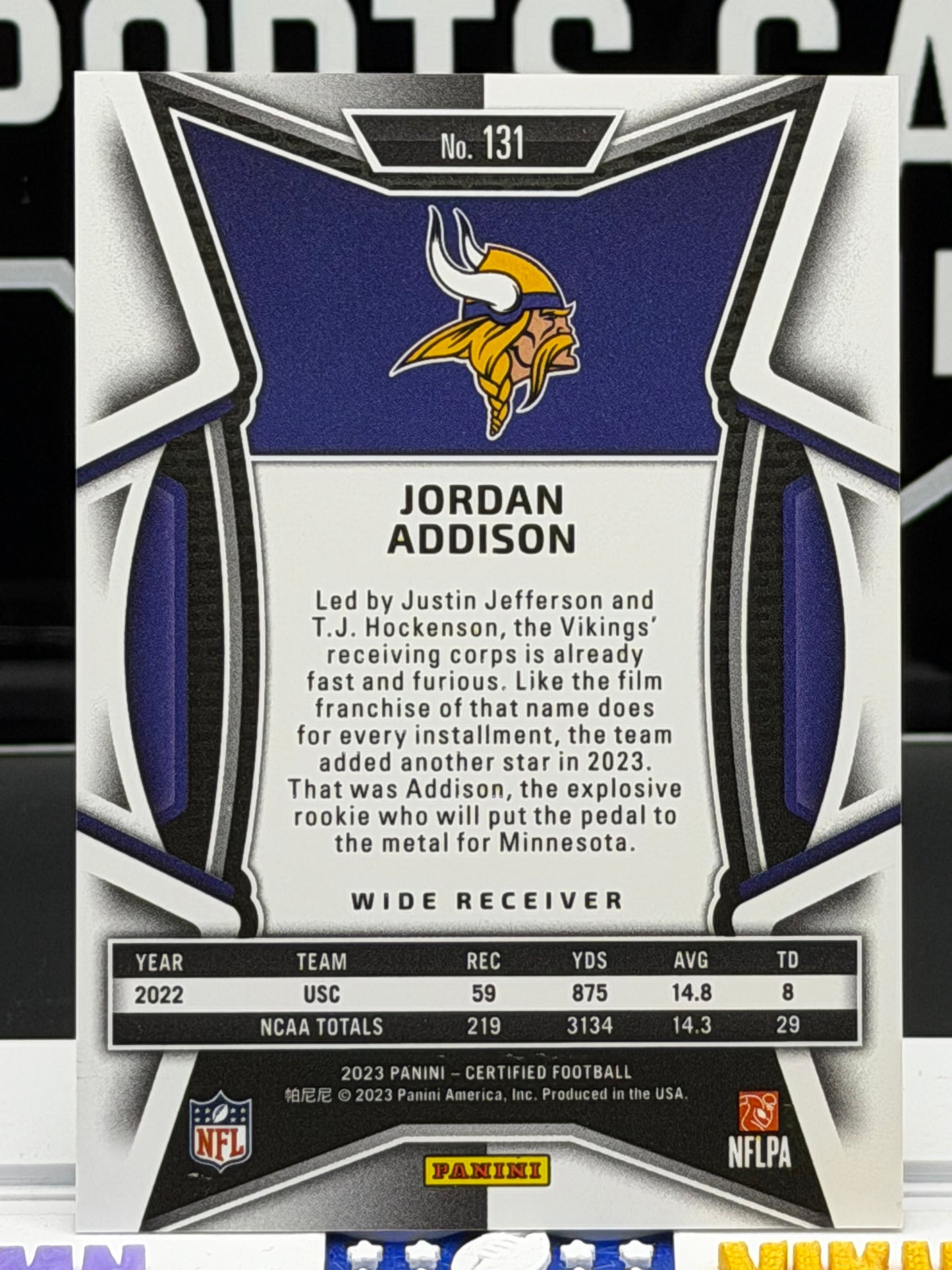 2023 Panini Certified Jordan Addison RC #131 Vikings Serial #167/325 Rookie