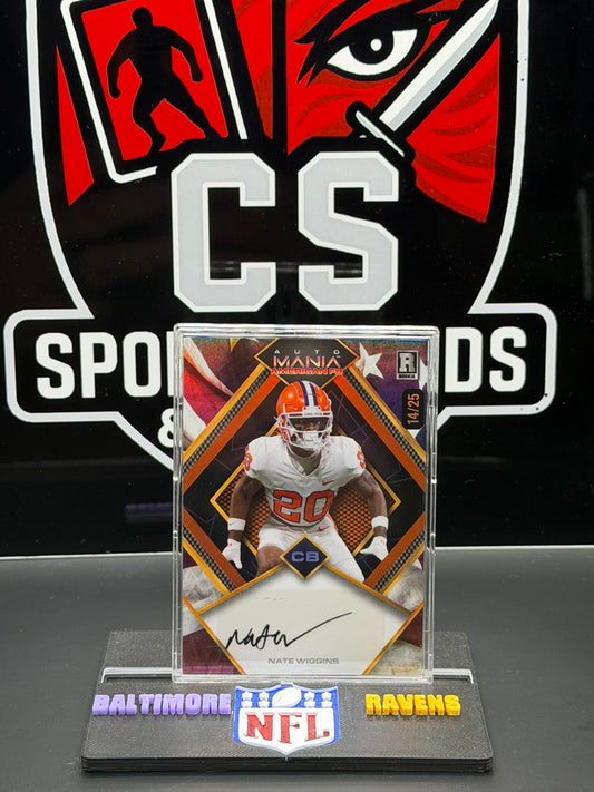 2024 Wild Card Auto Mania American FB Nate Wiggins RC Auto 14/25 Ravens/Clemson