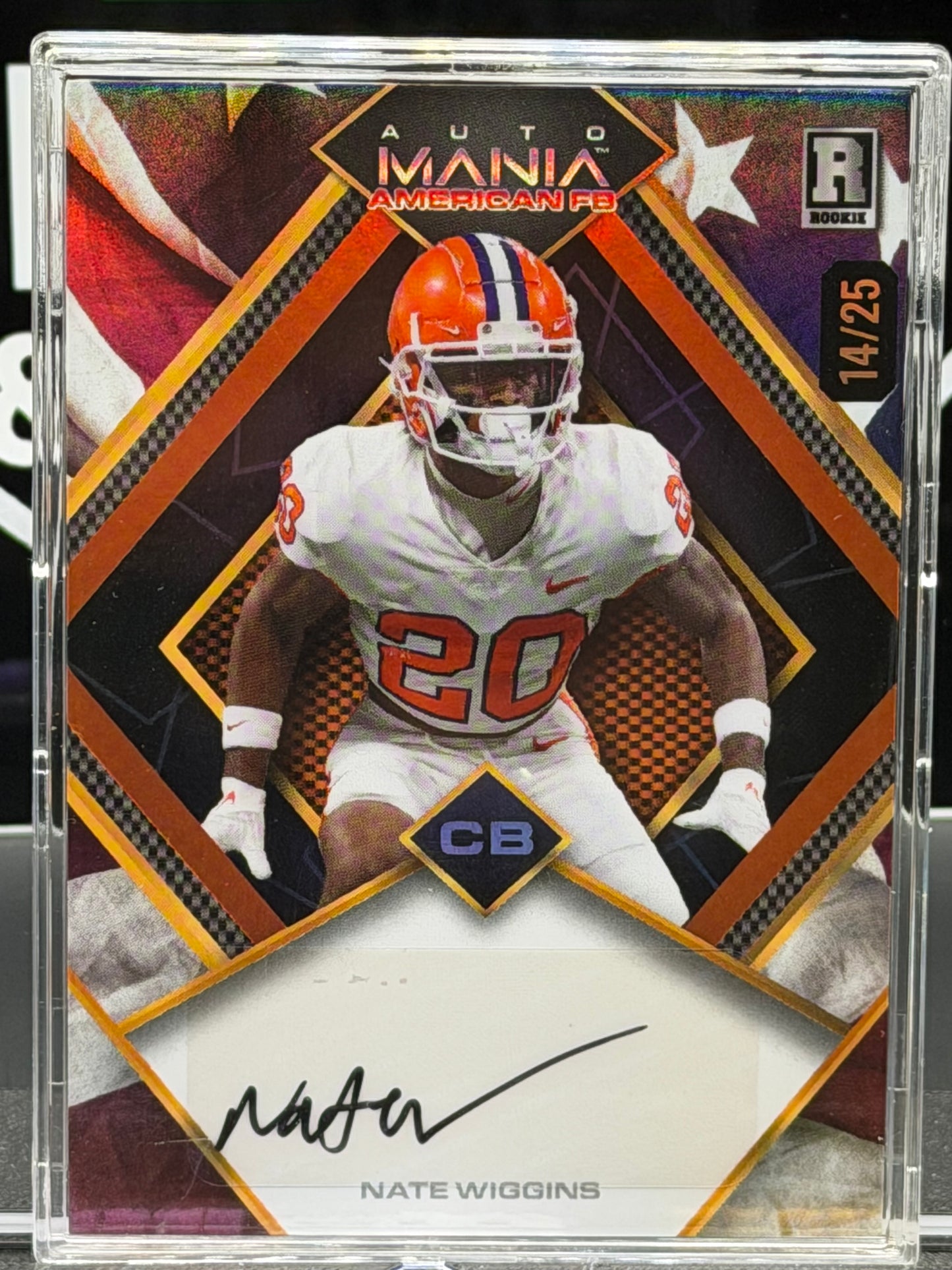 2024 Wild Card Auto Mania American FB Nate Wiggins RC Auto 14/25 Ravens/Clemson