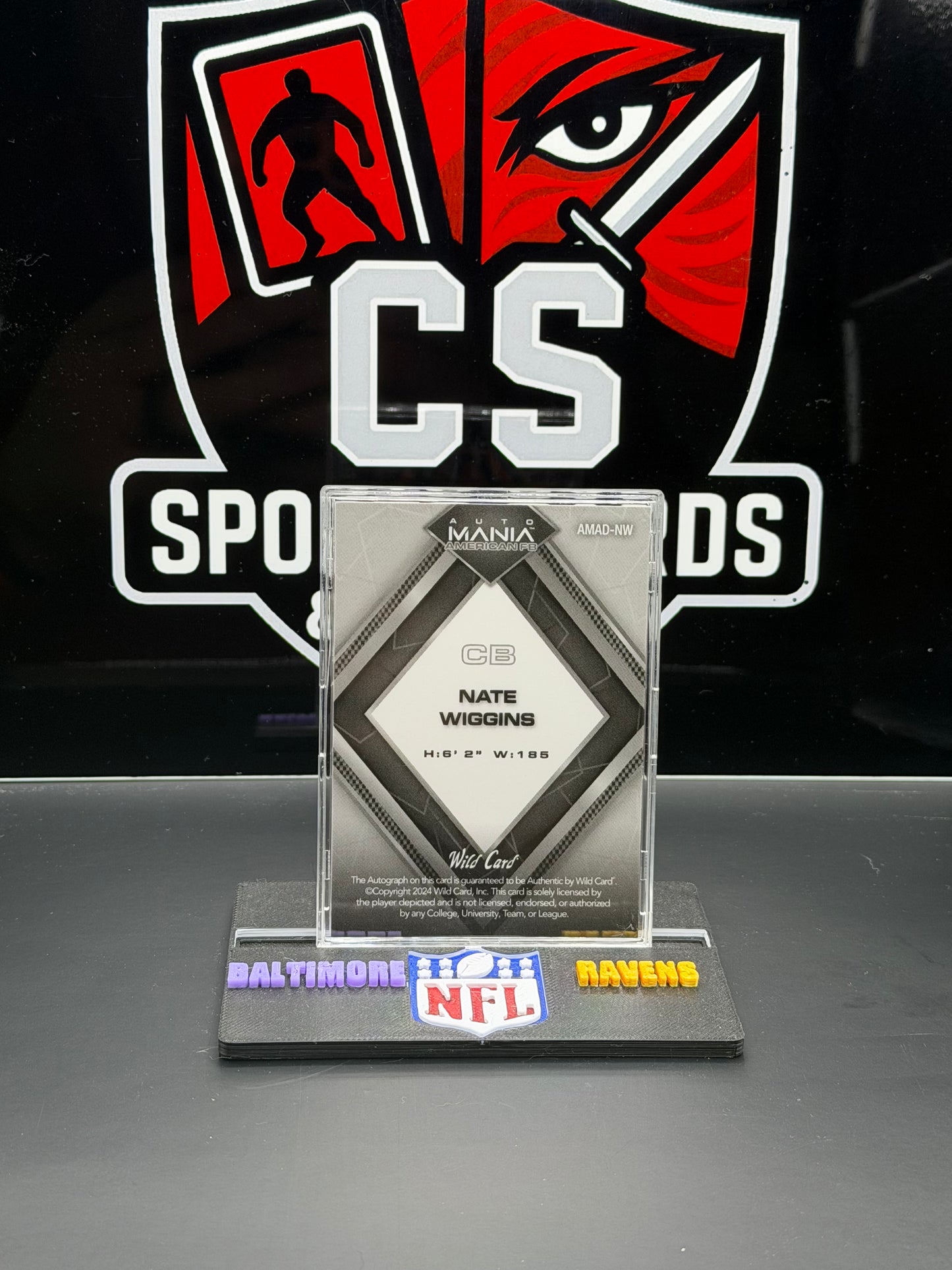 2024 Wild Card Auto Mania American FB Nate Wiggins RC Auto 14/25 Ravens/Clemson