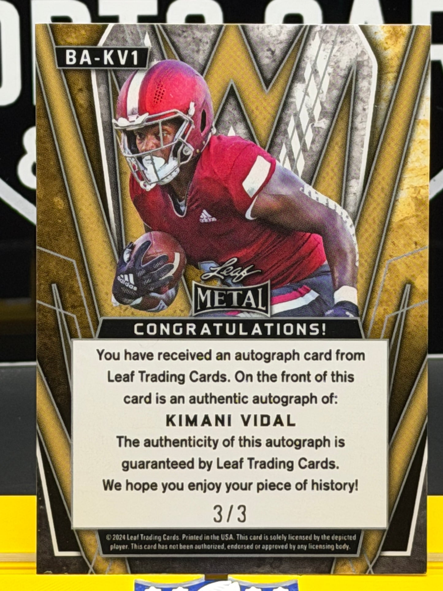 2024 Leaf Metal Kimani Vidal Auto 3/3 Cracked Ice On-Card Autograph RC