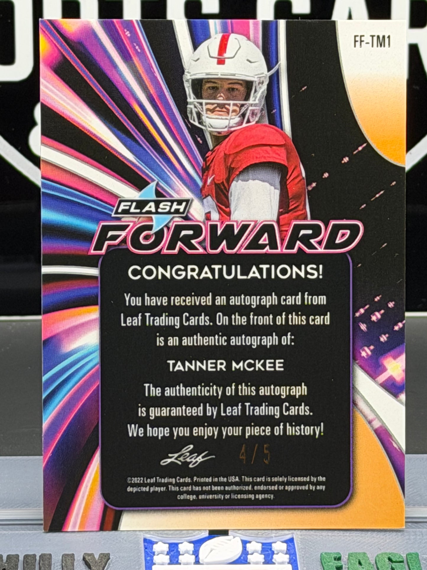 2022 Leaf Flash Forward Tanner McKee Auto 4/5 QB Stanford On-Card