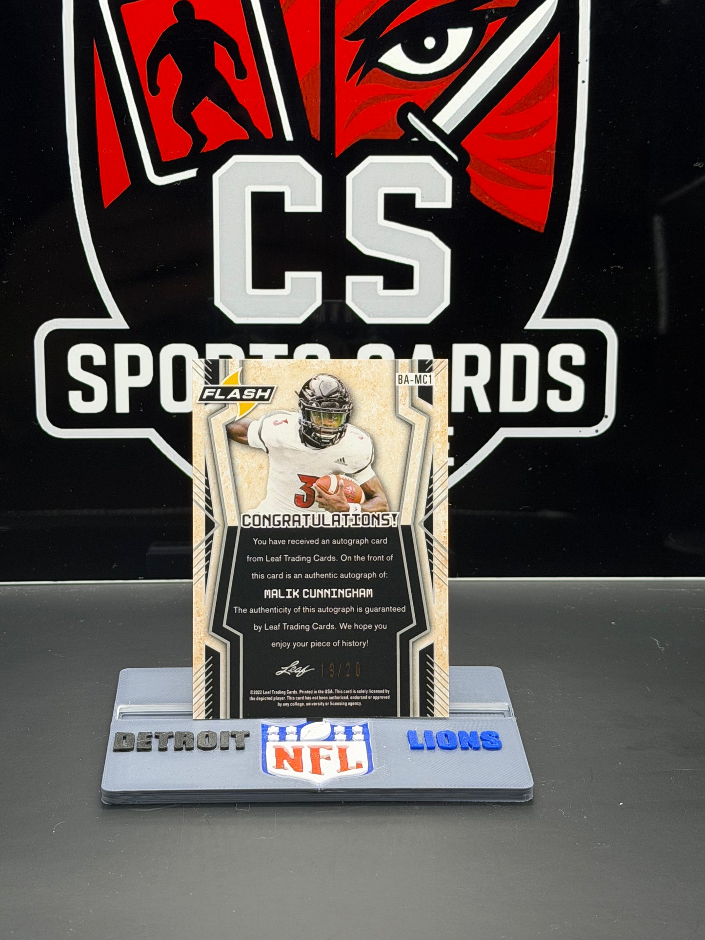 2022 Leaf Flash Malik Cunningham RC Auto 19/20 QB Louisville On-Card