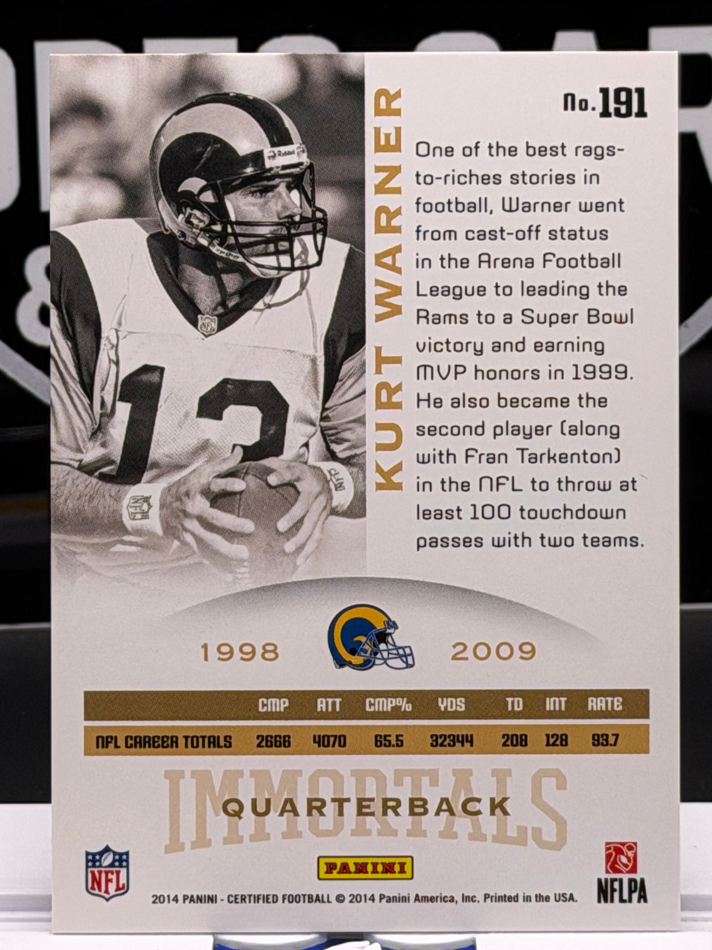 2014 Panini Certified Immortals Kurt Warner #191 Blue /99 63/99 Rams