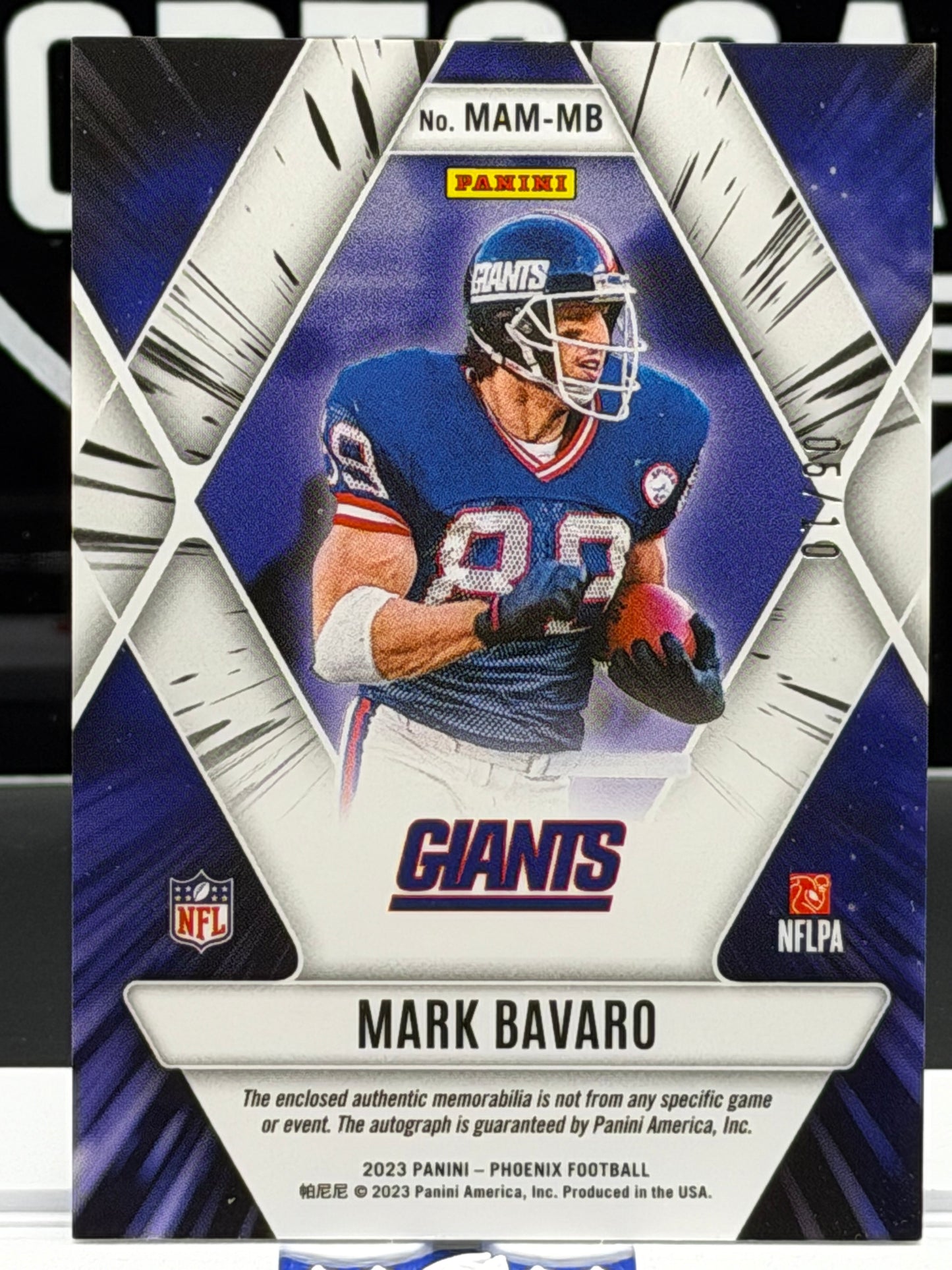 Mark Bavaro 2023 Phoenix Mythical Autograph Mem Patch /10 (05/10) Giants