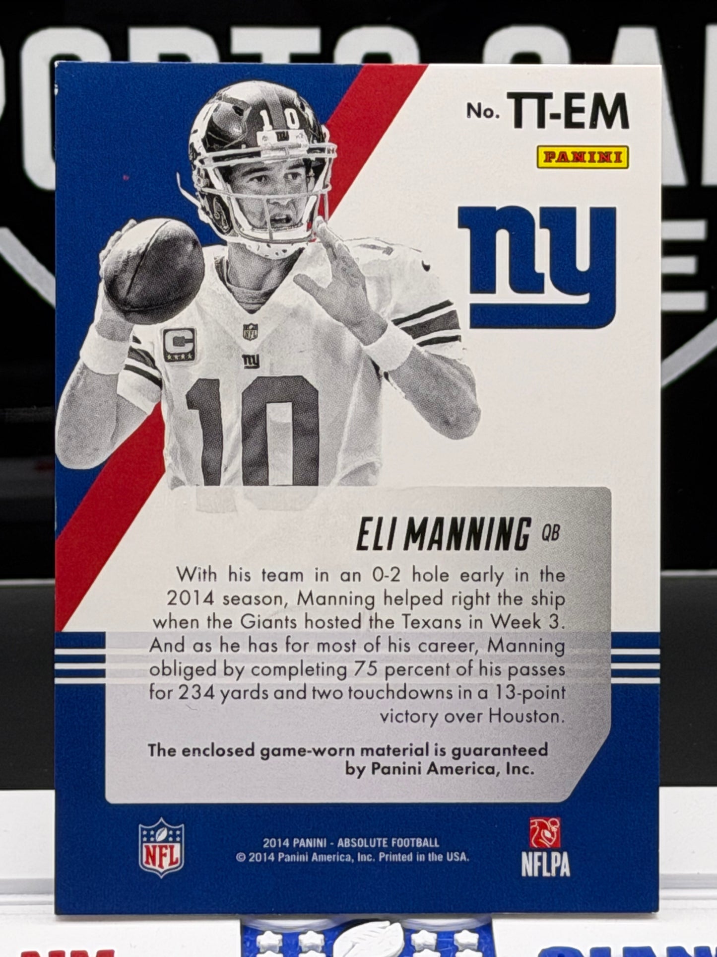 Eli Manning 2014 Absolute Tools of the Trade Game-Worn Jersey 246/249 TT-EM