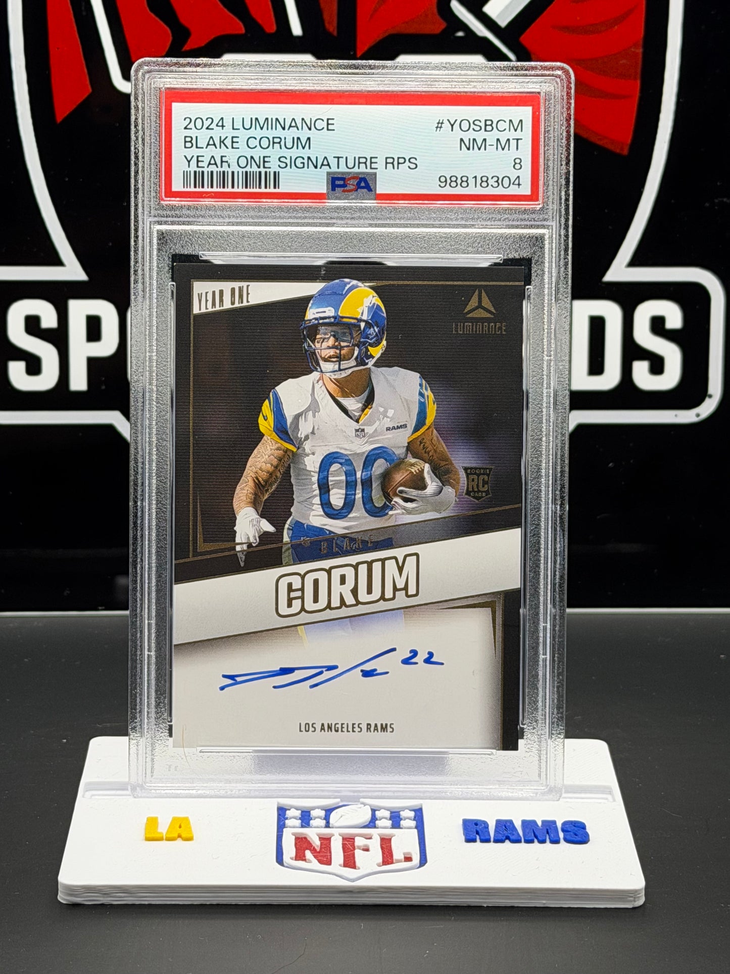 2024 Panini Luminance Blake Corum YOSA #YOS-BCM PSA 8 Rams
