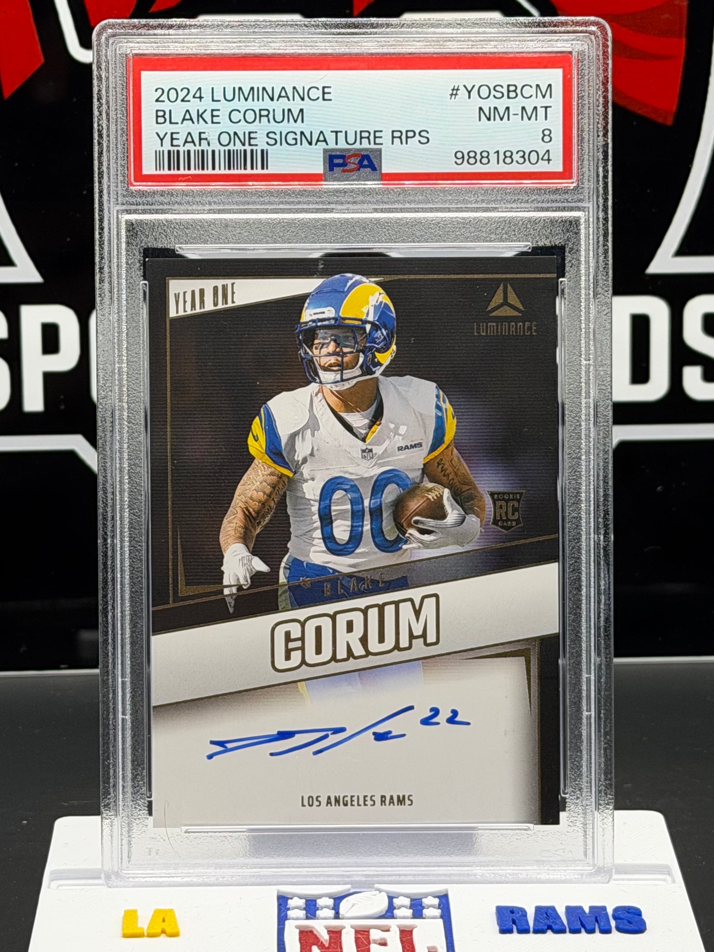 2024 Panini Luminance Blake Corum YOSA #YOS-BCM PSA 8 Rams