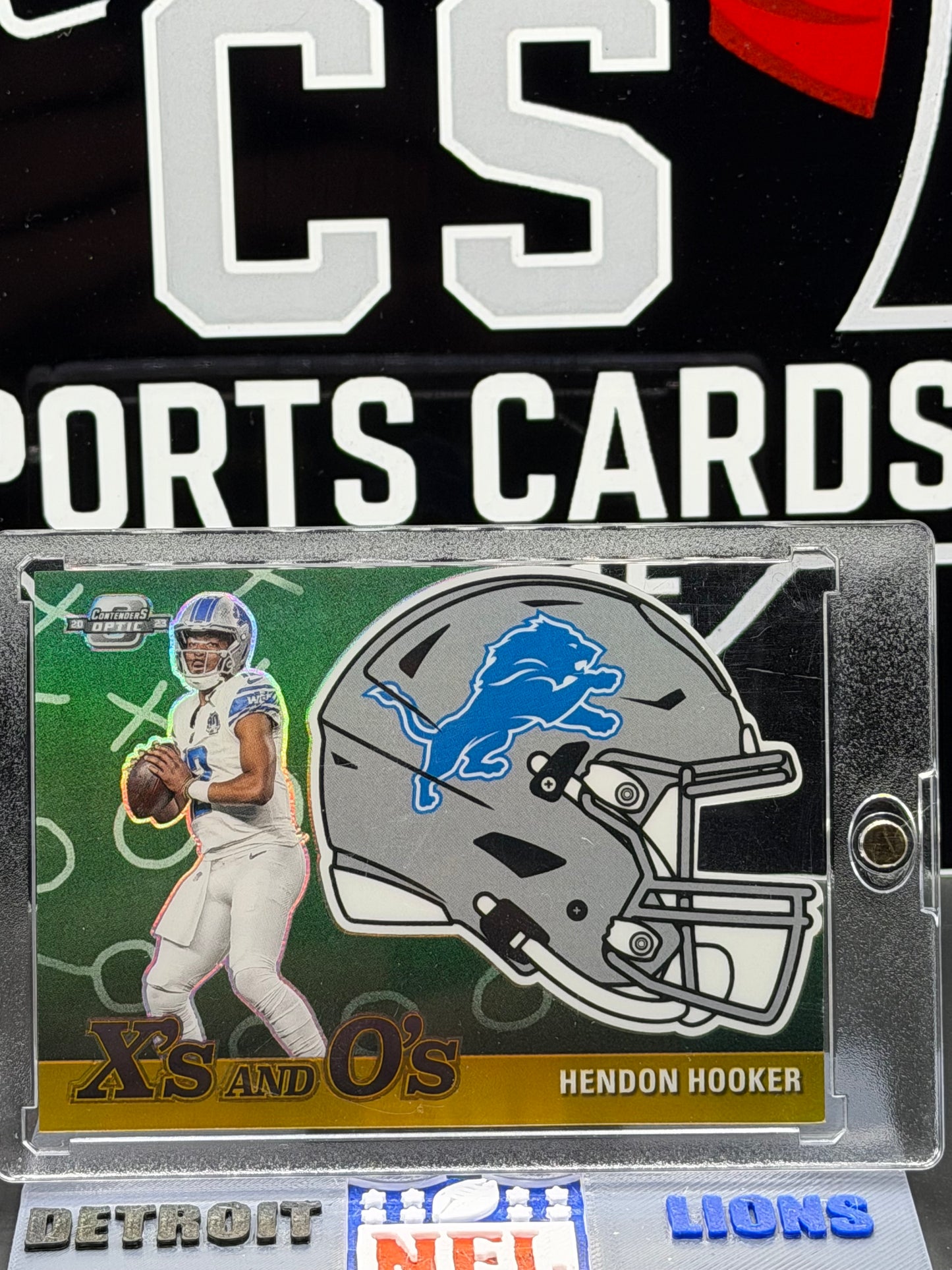 2023 Contenders Optic Hendon Hooker X’s & O’s Gold /10 Lions QB RC