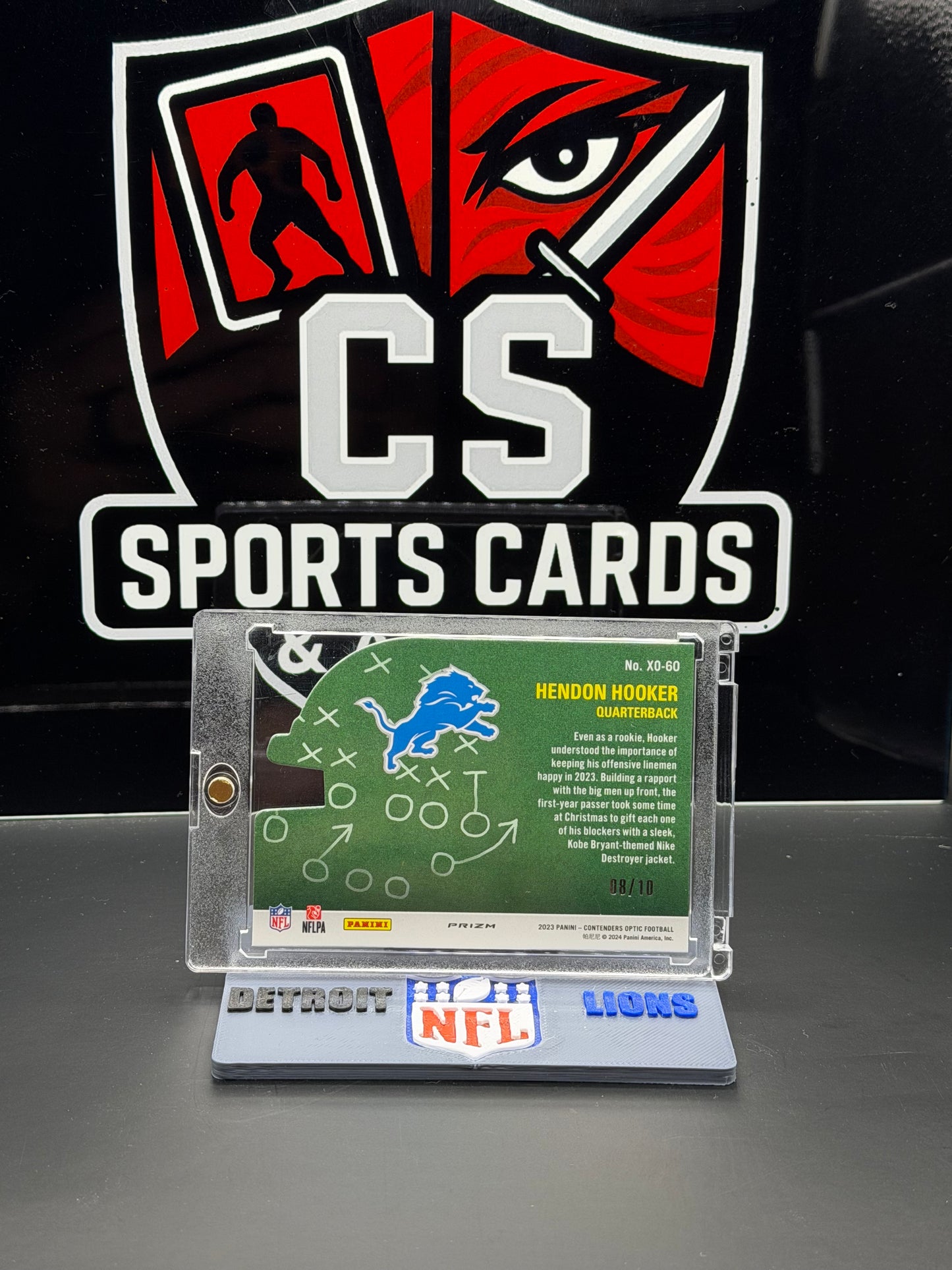 2023 Contenders Optic Hendon Hooker X’s & O’s Gold /10 Lions QB RC