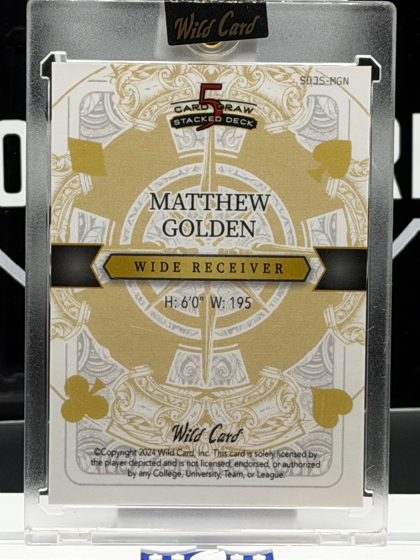 2024 Wild Card Matthew Golden TRUE 1/1 Stacked Deck 5 Card Draw Gold Clubs SSP