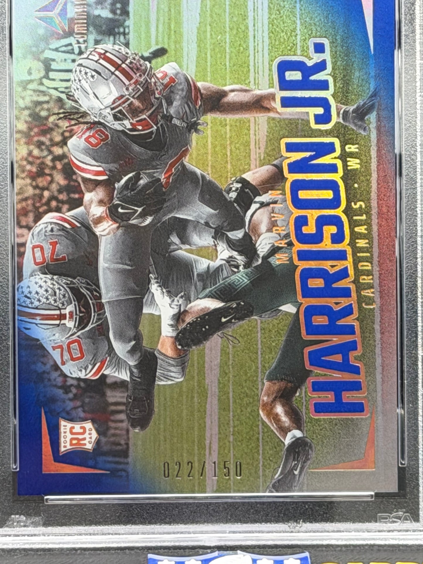 2024 Panini Luminance Marvin Harrison Jr Blue /150 PSA 9 RC #180