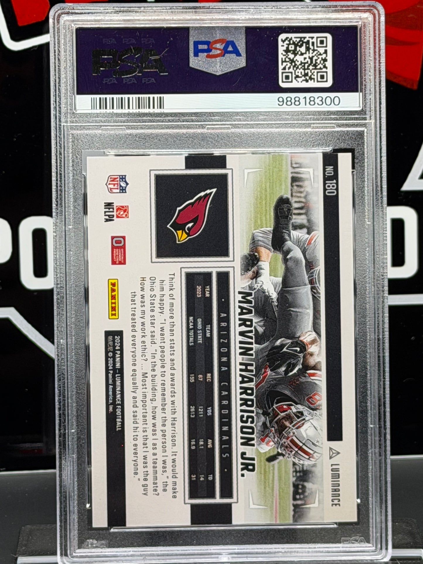 2024 Panini Luminance Marvin Harrison Jr Blue /150 PSA 9 RC #180