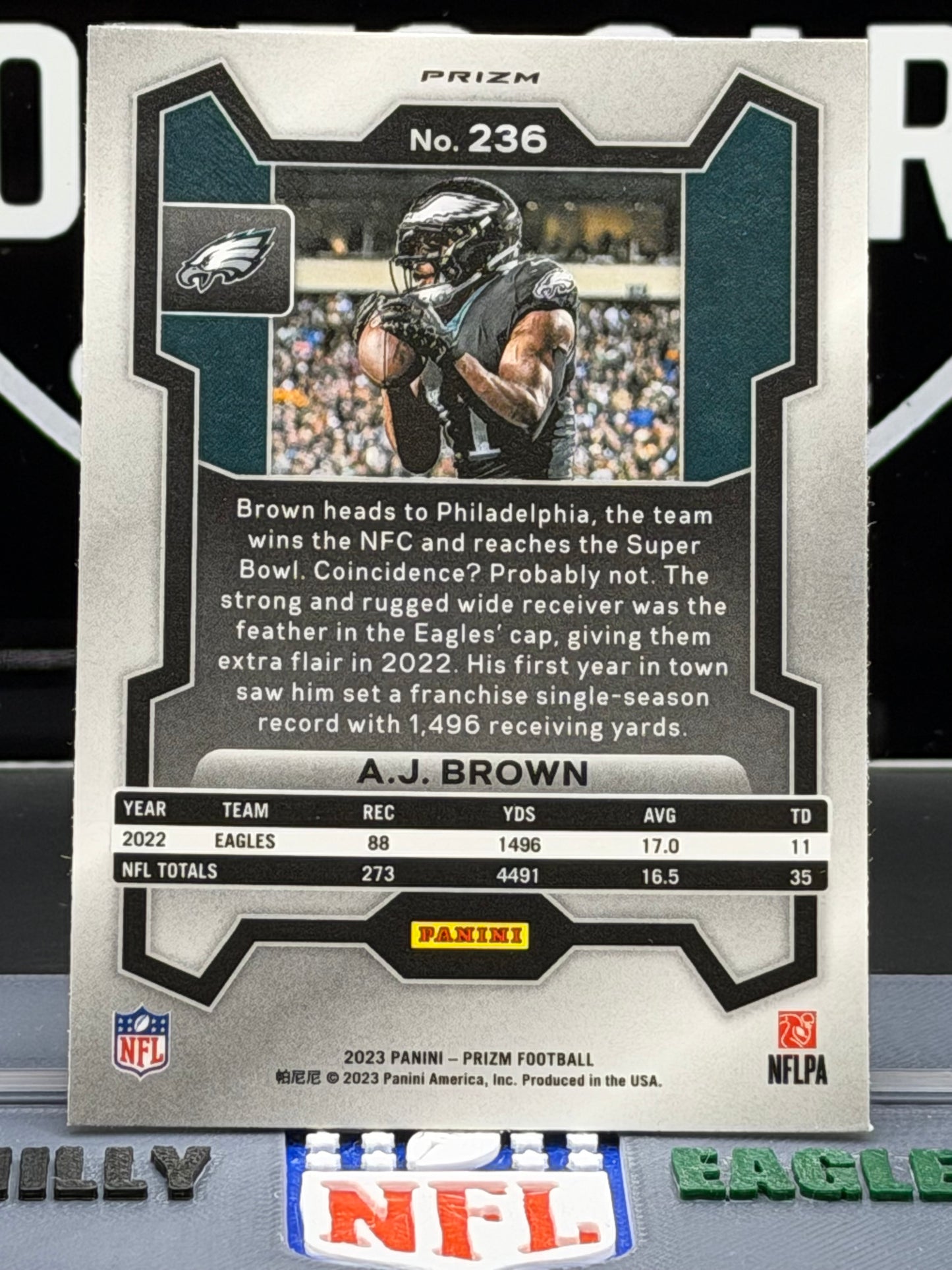 2023 Panini Prizm A.J. Brown Laser Orange Prizm Philadelphia Eagles #236