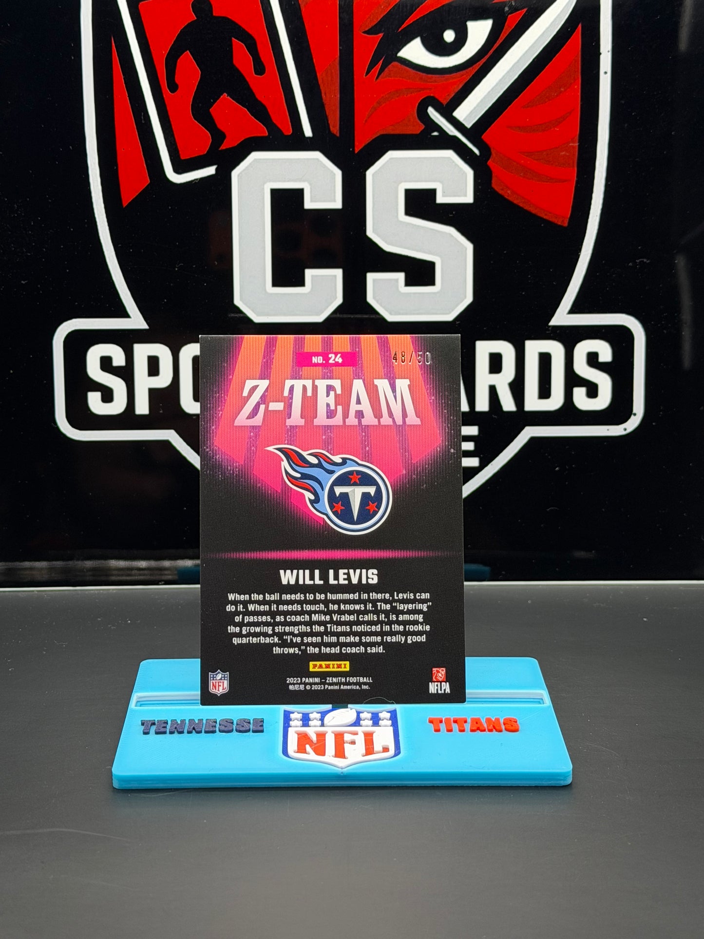 2023 Panini Zenith Will Levis Z-Team Pink 48/50 Rookie RC Titans SSP #24