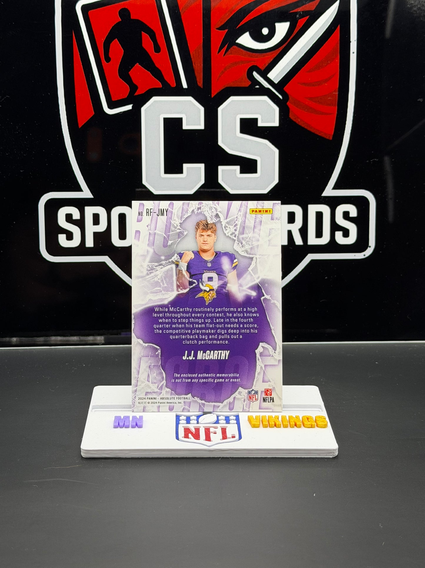 2024 Panini Absolute J.J. McCarthy Rookie Force Jersey RC Vikings RF-JMY